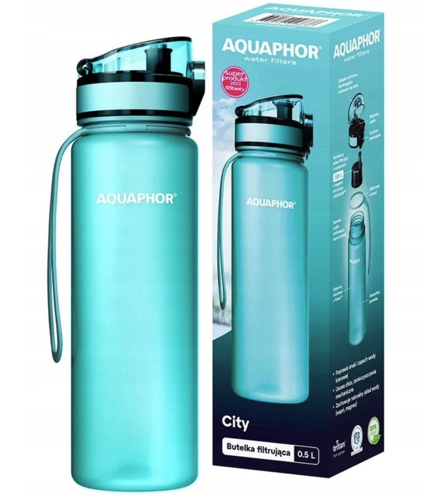 Sealed bottle with filter cartridge Aquaphor City 350ml and 500ml with measuring cup Manufacturer code 5903829403807