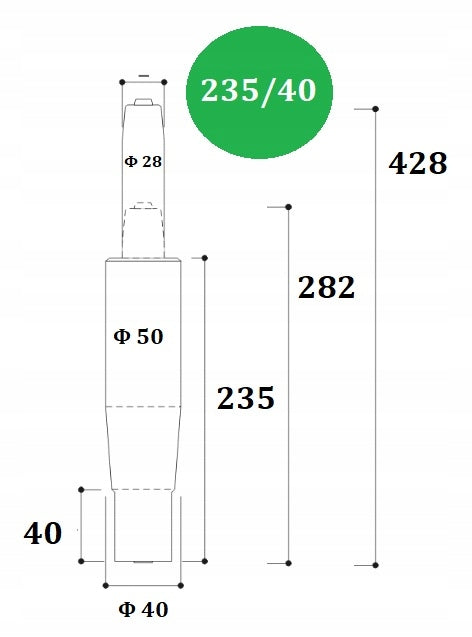 Seat lift cylinder 235/40 mm CZAR 150 KG 4K for CHAIR OFFICE ROTATION Packaging status original