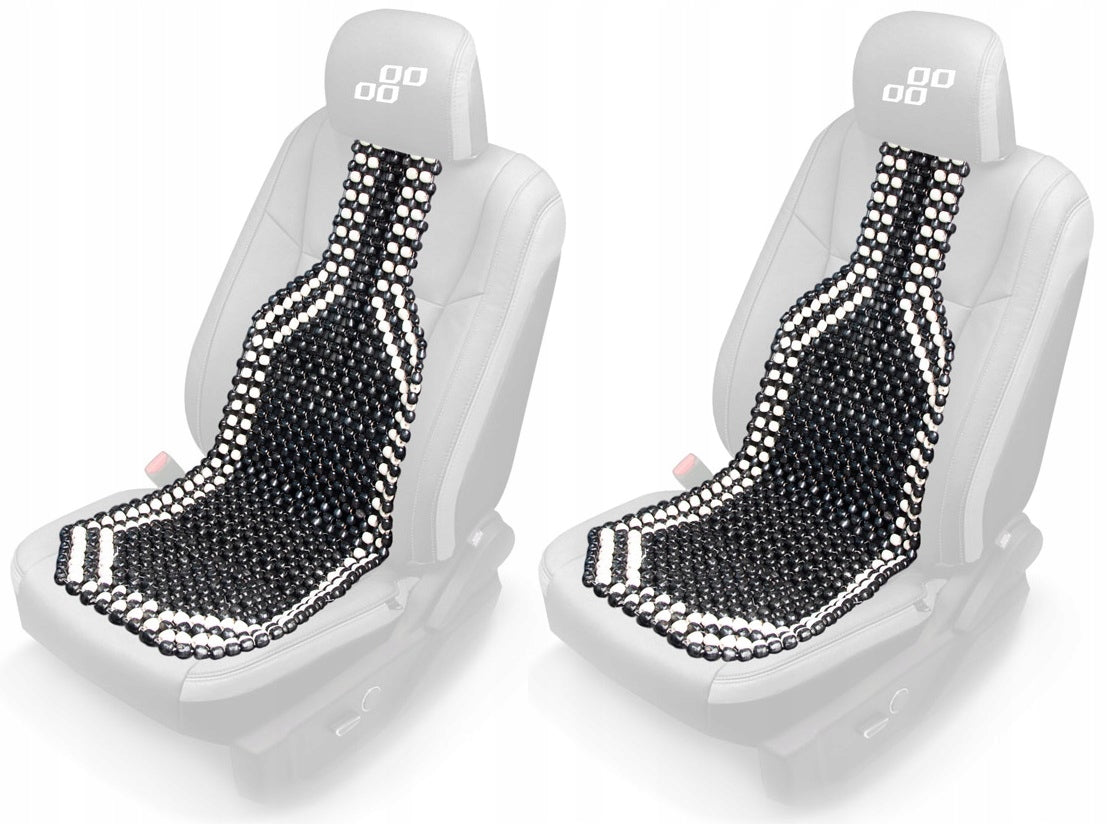 Seat mats car beads wooden corals matokorale BLACK AND WHITE