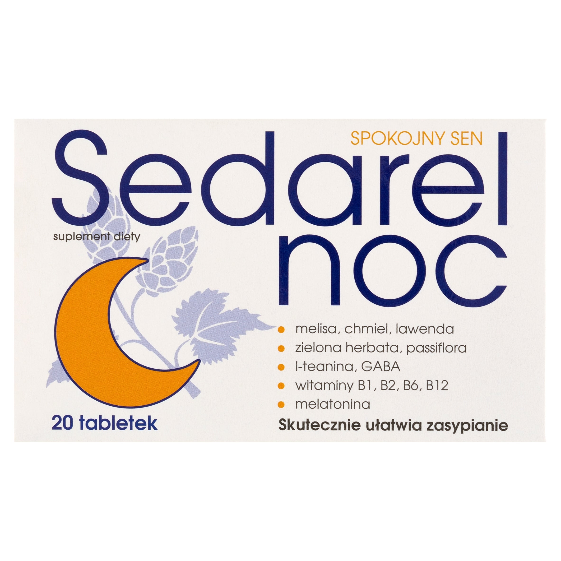 Sedarel Night lemon balm hops melatonin for sleep 20 tablets