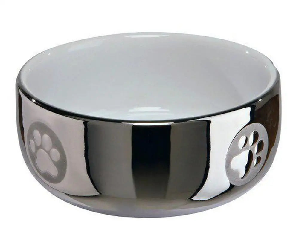 See larger Ceramic cat bowl 0.3 l / 11 cm silver white