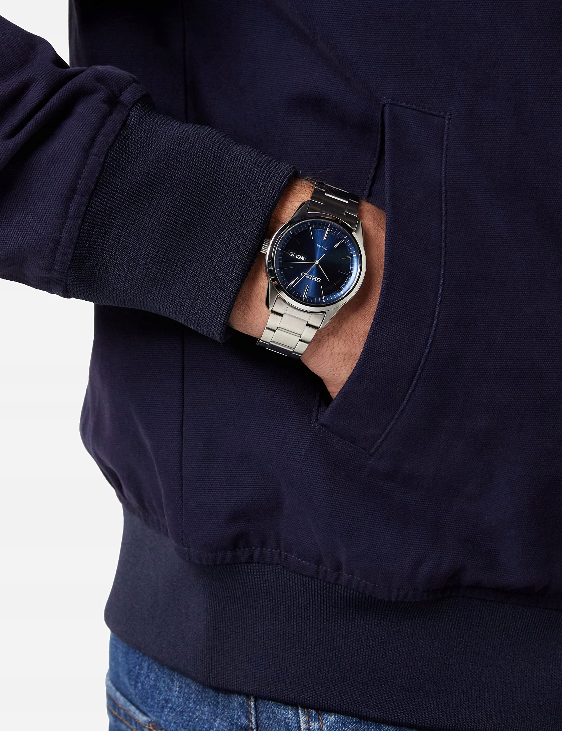 Seiko Solar Herren-Uhr Edelstahl mit Metallband Brand Seiko