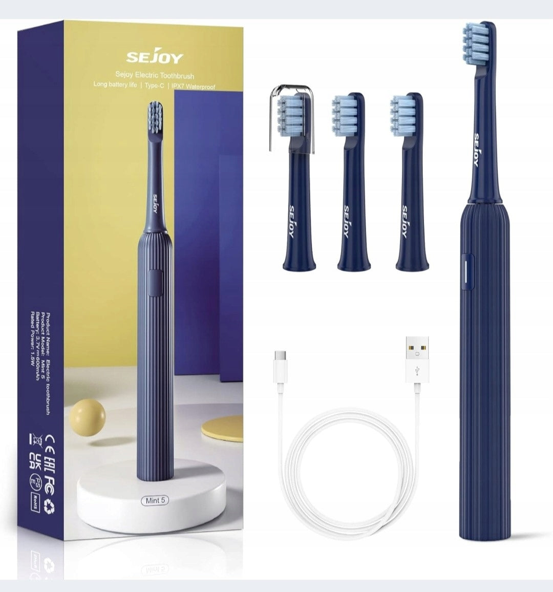 Sejoy Electric Sonic Toothbrush 4 Brush Heads GIFT
