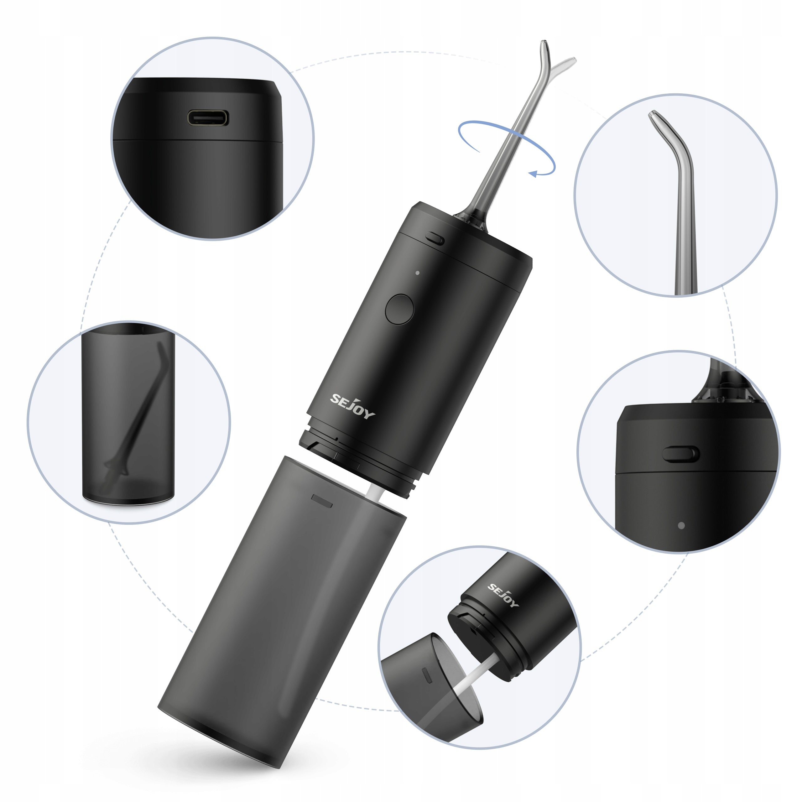Sejoy Tooth Irrigator Wireless Electric USB 3 Modes IPX7 140ml Brand SEJOY