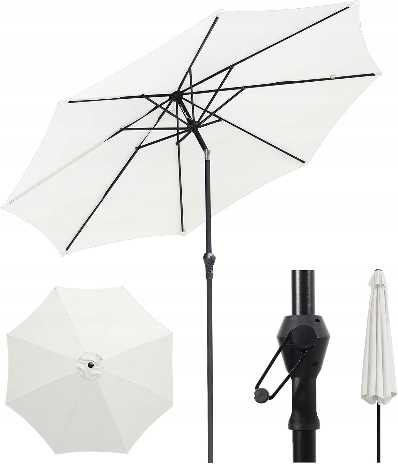 Sekey FOLDING ADJUSTABLE GARDEN TILT UMBRELLA 270cm ALUMINUM 08W