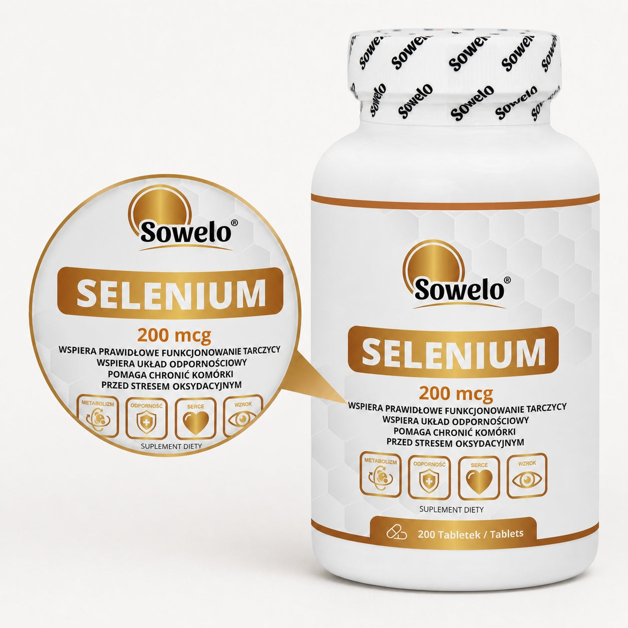 Selenium 200 mcg 200 Tablets – Immunity, Antioxidation, Thyroid – Sowelo Manufacturer code SSEL_01
