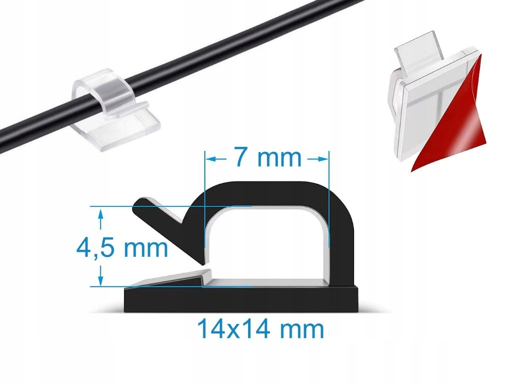 Self Adhesive Cable Cord Holder Clear 4 Pcs EAN (GTIN) 5906067220151