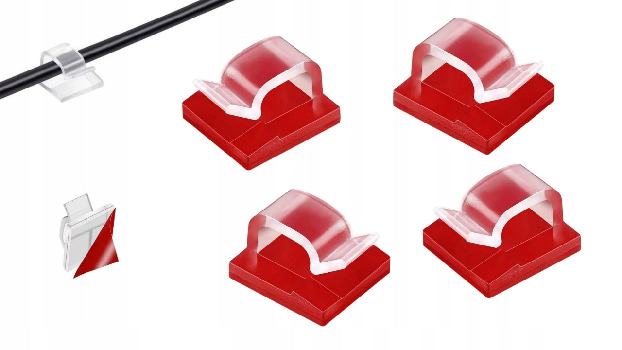 Self Adhesive Cable Cord Holder Clear 4 Pcs
