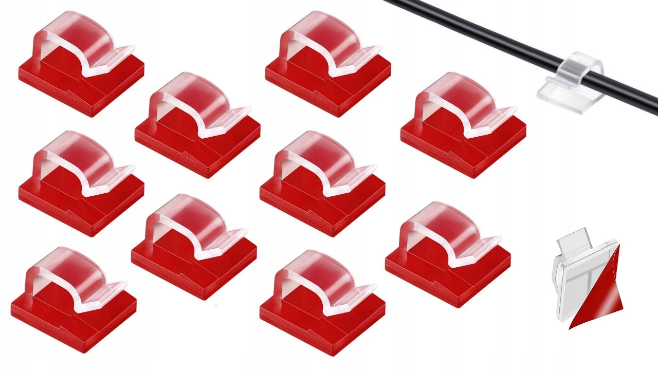 Self Adhesive Cable Holder Clear 10 Pieces