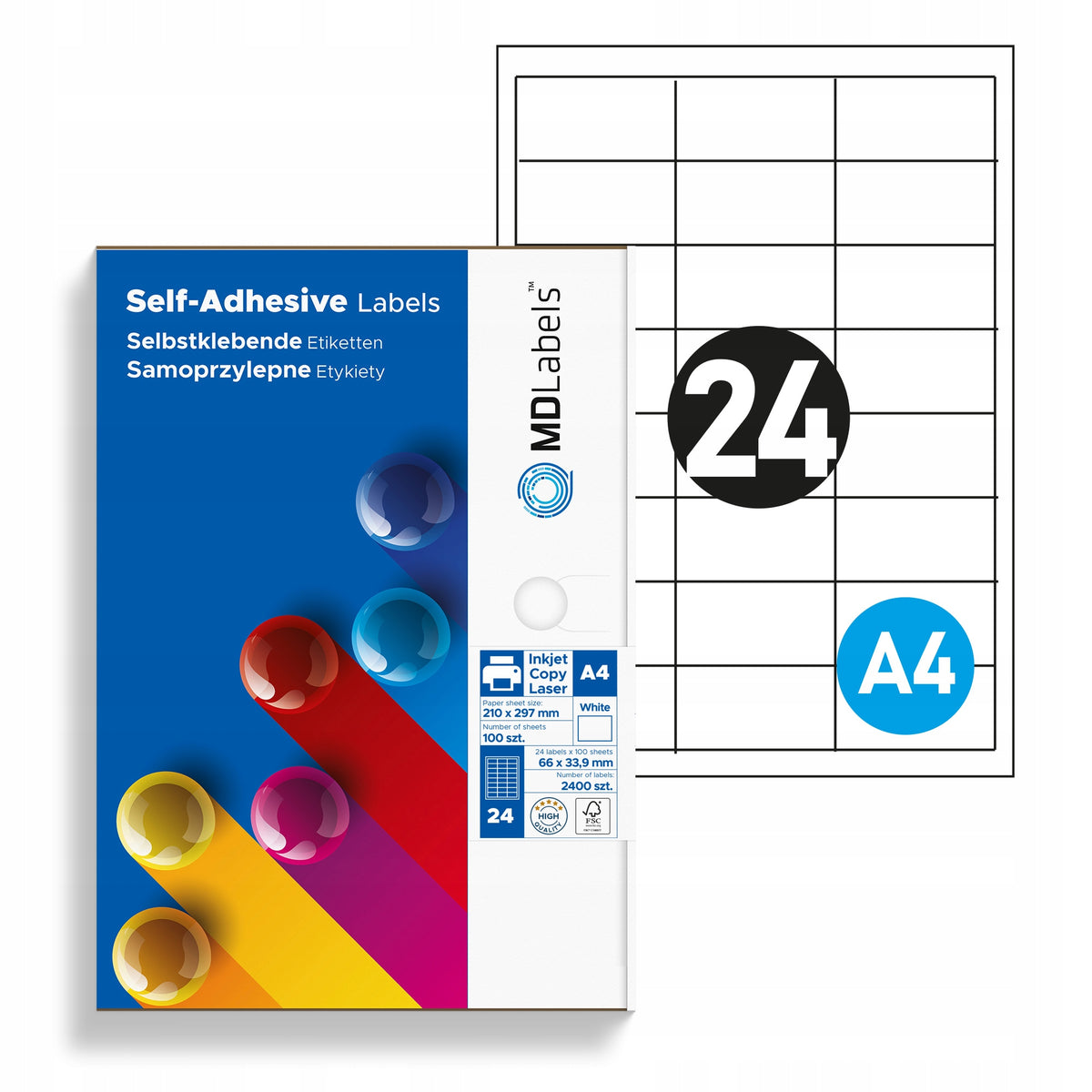 Self Adhesive Labels 66x33,9mm 100 ark AMAZON
