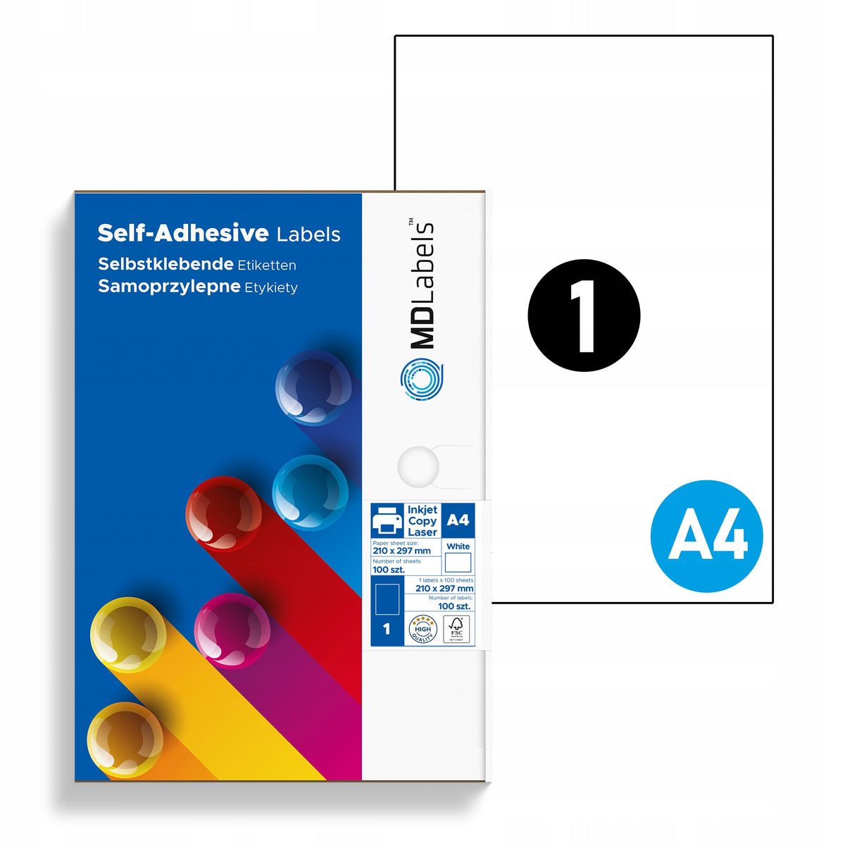 Self Adhesive Labels For Printers A4 210x297 100 ark Printing Stickers