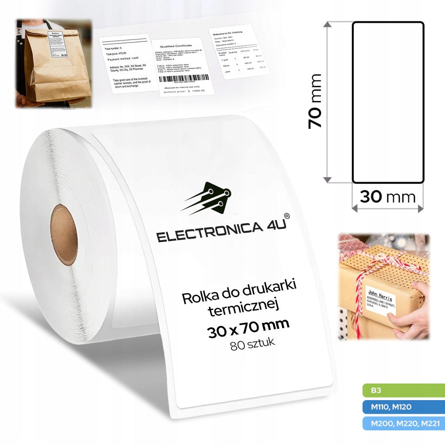 Self Adhesive Labels Replacement for B3 and Phomemo M110 M200 M220 M221 30x70