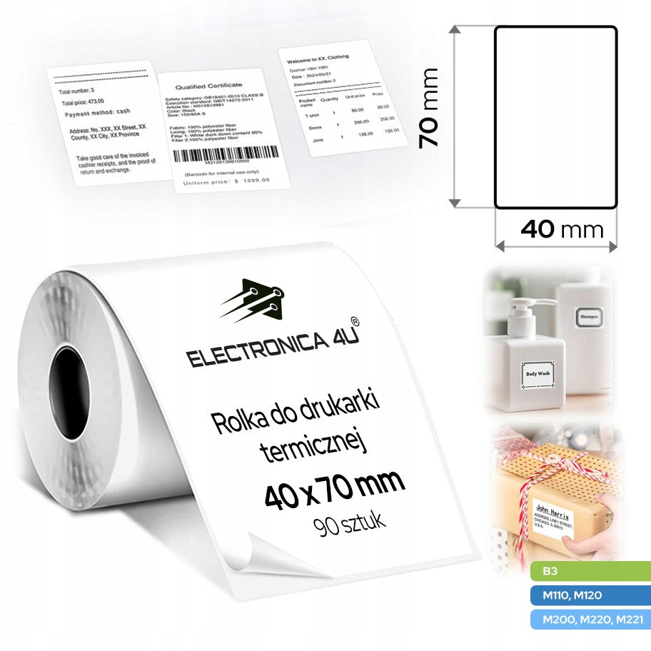 Self Adhesive Labels Replacement for B3 and Phomemo M110 M200 M220 M221 40x70