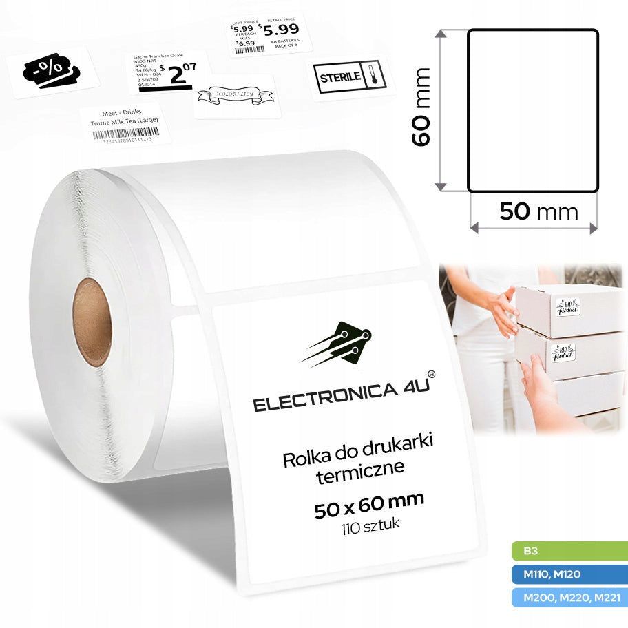 Self Adhesive Labels Replacement for B3 and Phomemo M110 M200 M220 M221 50x60