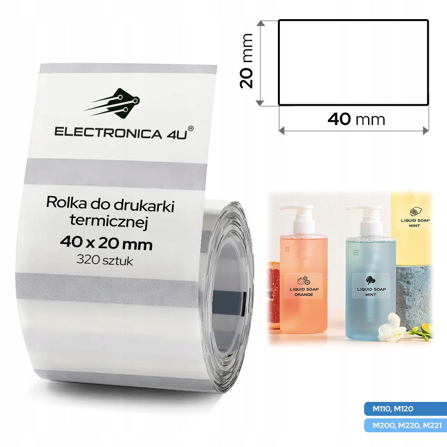 Self Adhesive Labels Replacement for Phomemo M110 M120 M200 M220 M221 40x20