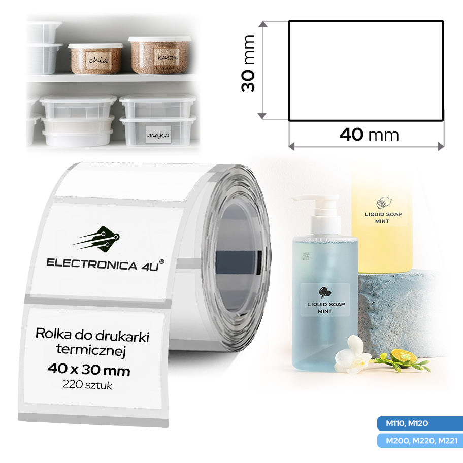 Self Adhesive Labels Replacement for Phomemo M110 M120 M200 M220 M221 40x30