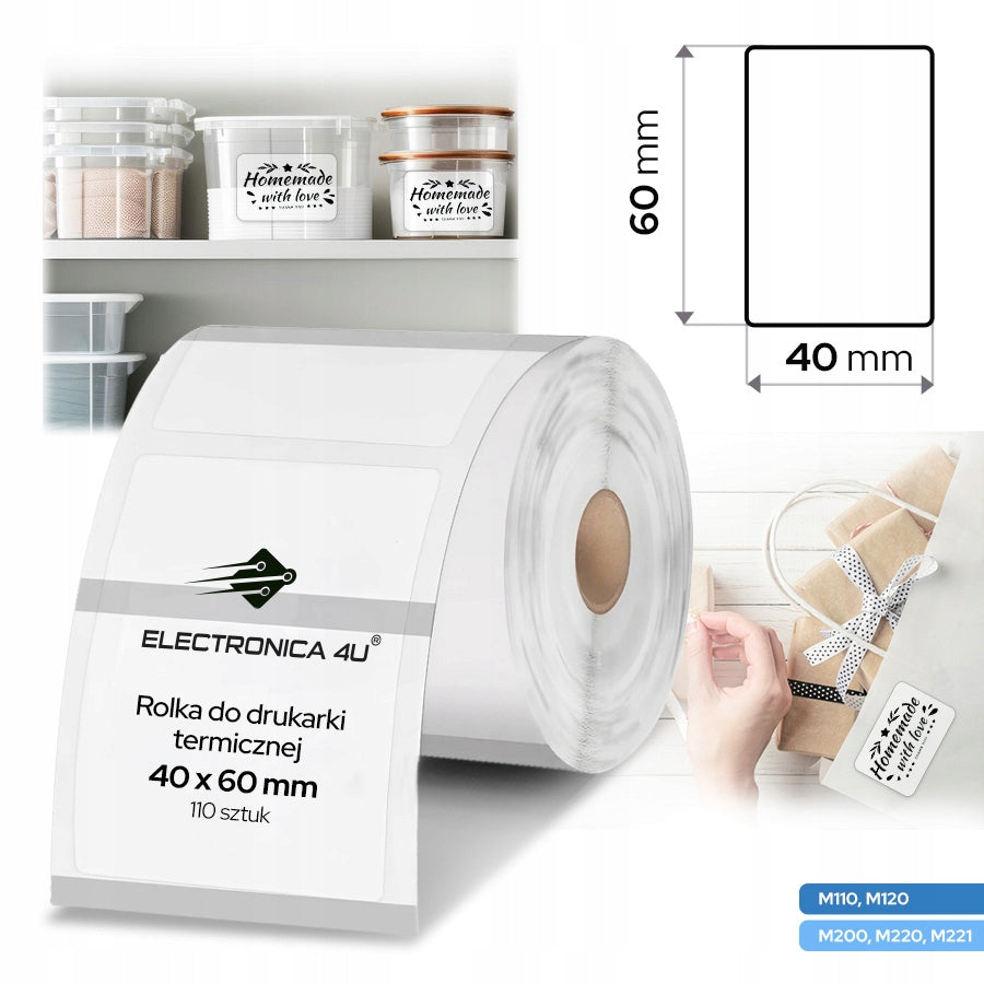 Self Adhesive Labels Replacement for Phomemo M110 M120 M200 M220 M221 40x60