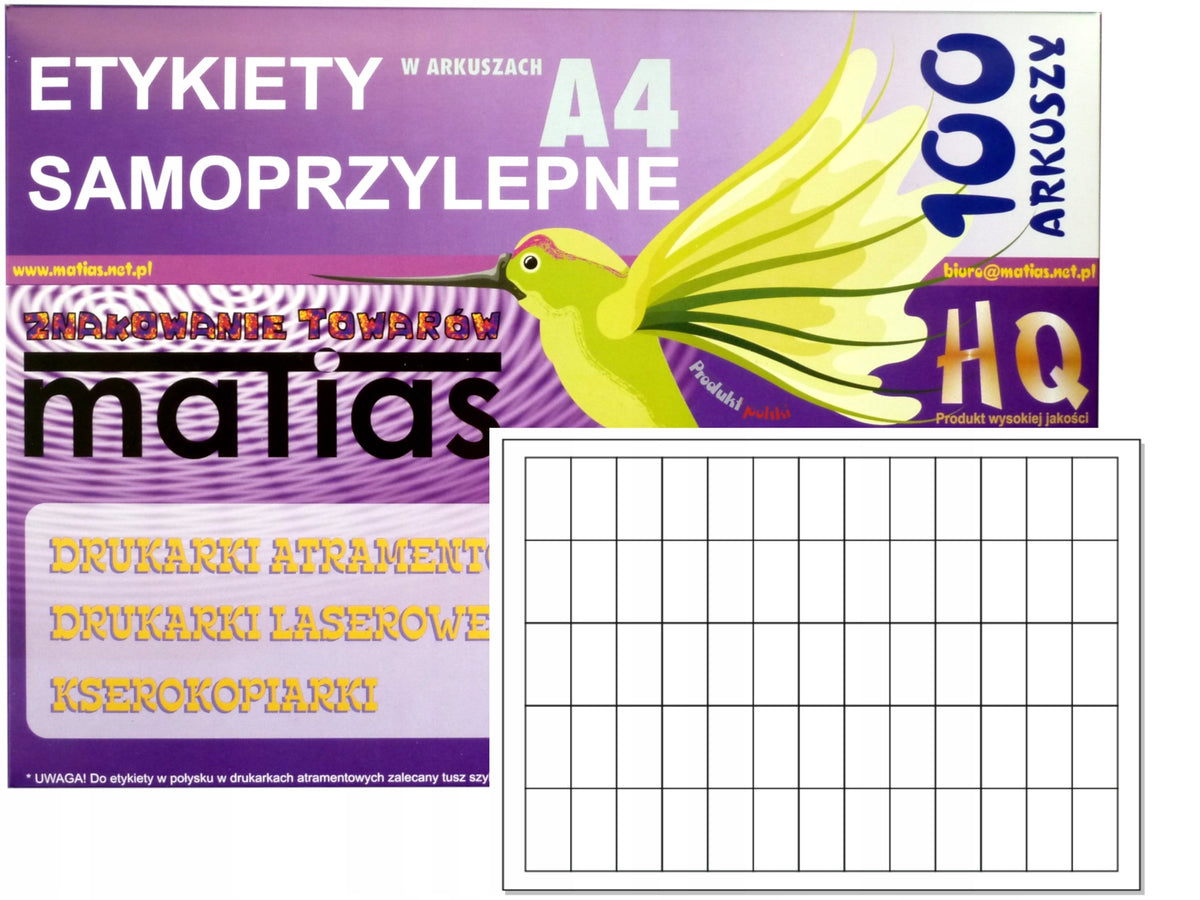 Self Adhesive Labels Stickers A4 38x21mm 100ar
