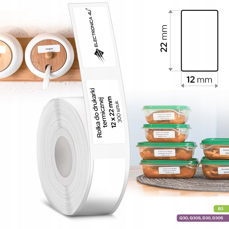 Self Adhesive Labels Stickers Replacement for B3 and Phomemo Q30 D30 12x22