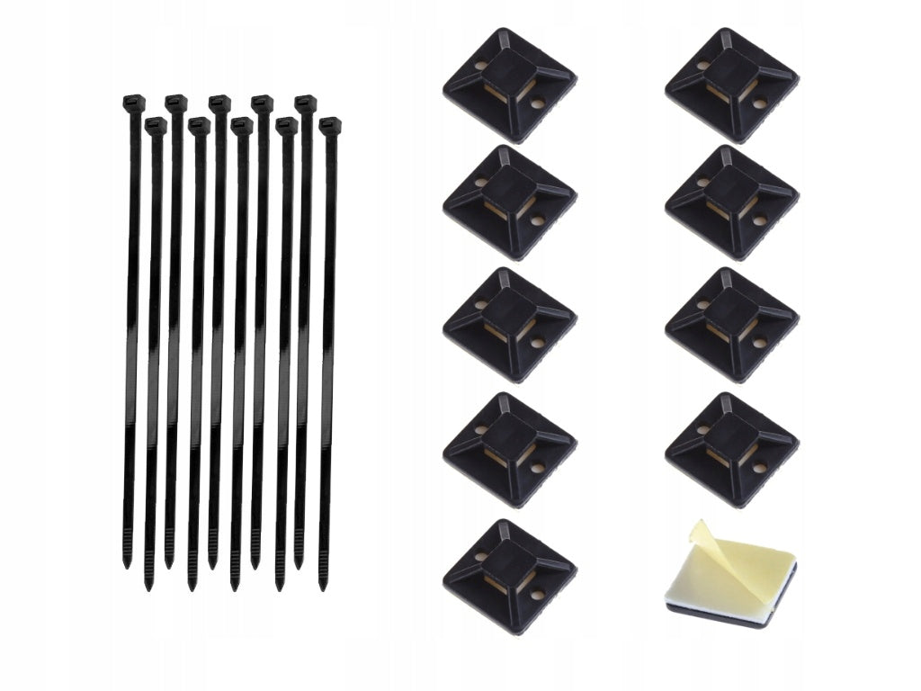 Self-Adhesive Screwed Cable Holder Tritite Black 10 Pieces