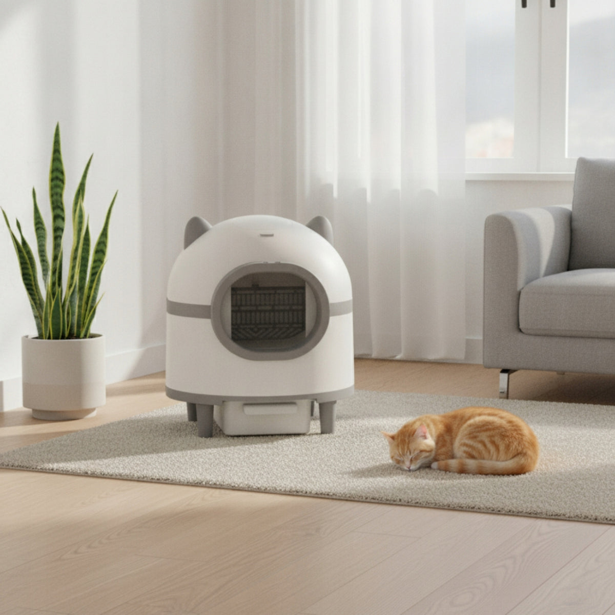 Self-Cleaning Cat Litter Box Large Capacity for Living Room, Apartment Packaging status original