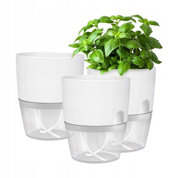Self-Irrigating Flower Pot 15cm White With Harmony Irrigation System Brand ABC-RC