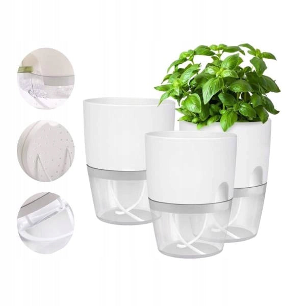 Self-Irrigating Flower Pot 15cm White With Harmony Irrigation System