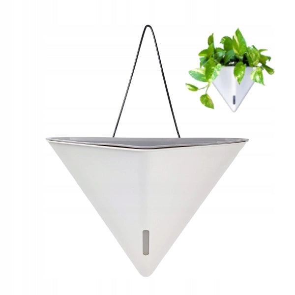 Self Irrigating Flower Pot Wall Hanging White 31cm Triangle Large