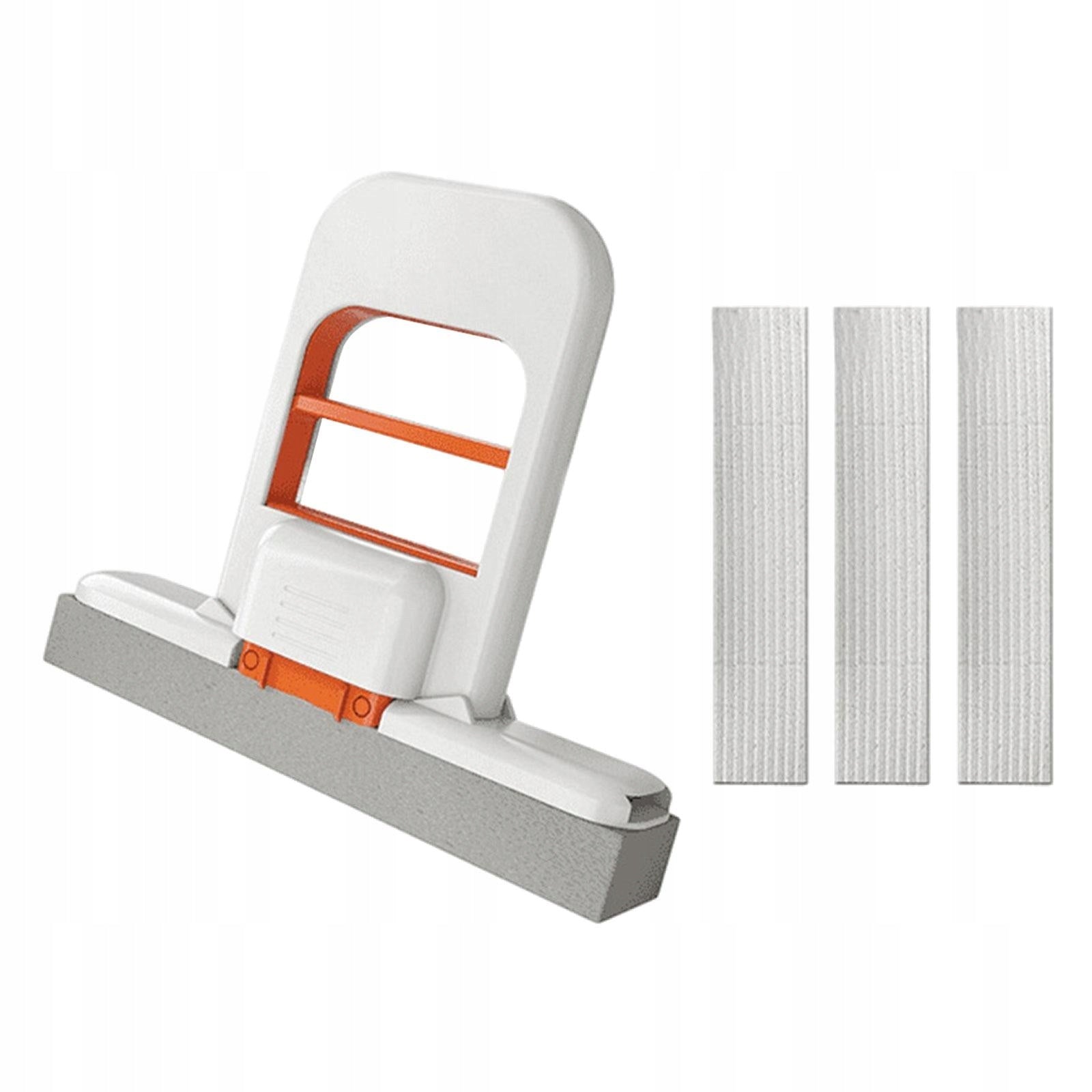Self Wringing Compact Mop with Squeeze Bar 15x13x3 cm Portable White Orange