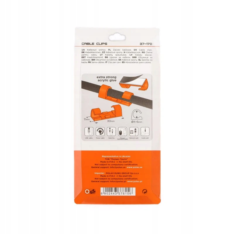 Self-adhesive cable clip Ø4-6 mm POLAX 37-173 Brand Polax