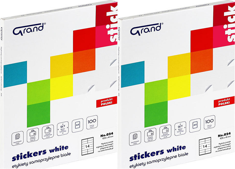 Self-adhesive labels GRAND 105*41, 14 pcs, 100 x2