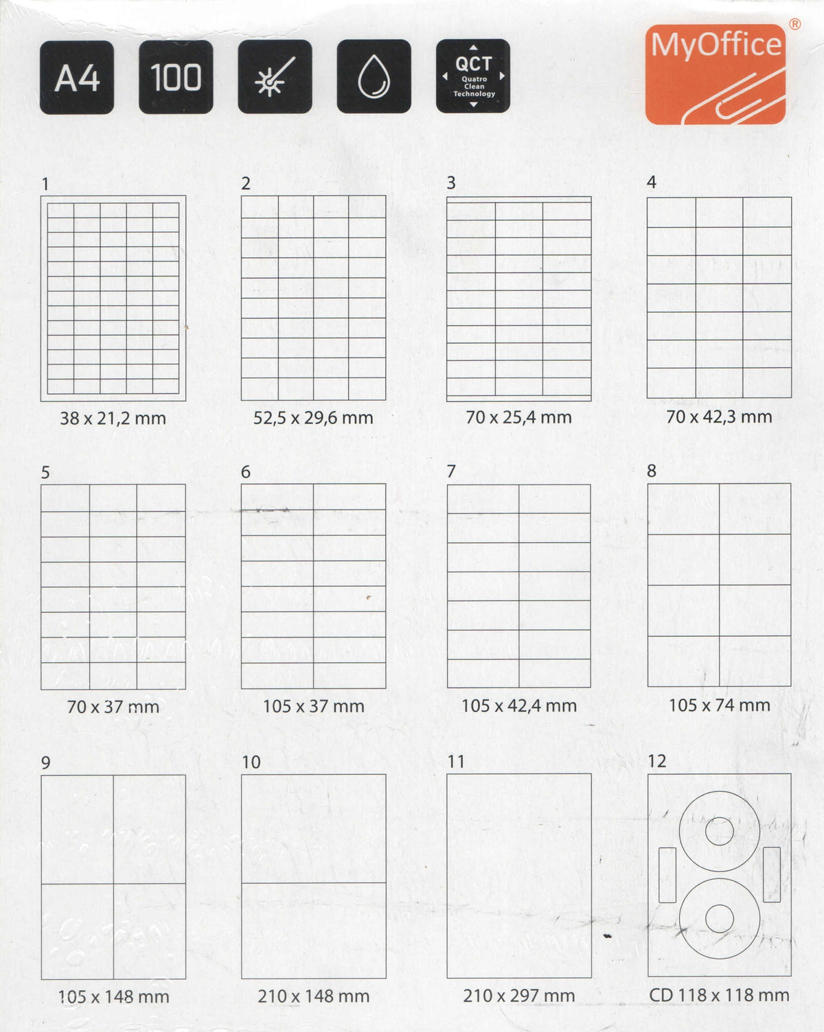 Self-adhesive labels MyOffice 105X74 Manufacturer code X03592