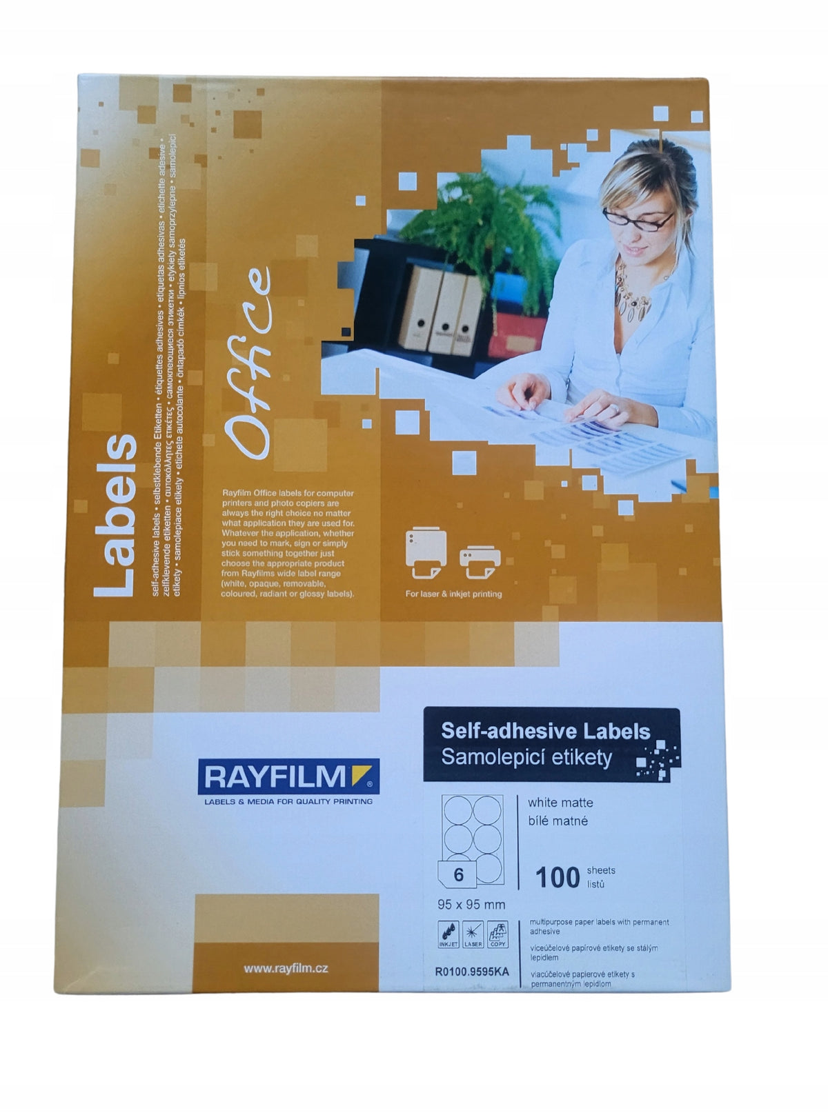 Self-adhesive labels Rayfim round Fi 95 white matt R0100.9595KA