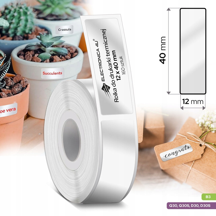 Self-adhesive labels replacement for B3 and Phomemo Q30 D30 12x40 printer