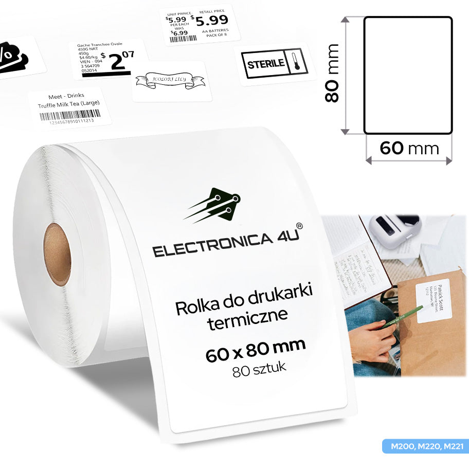 Self-adhesive labels replacement for Phomemo M200 M220 M221 60x80 printer