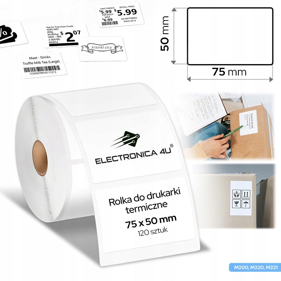 Self-adhesive labels replacement for Phomemo M200 M220 M221 75x50 printer