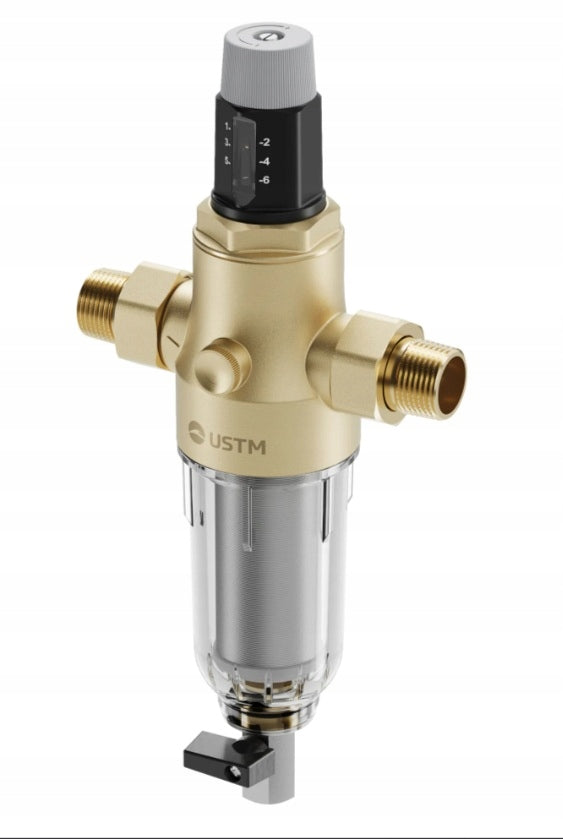 Self-flushing water filter with pressure reducer connect 1'', 3/4'' USTM Packaging status original