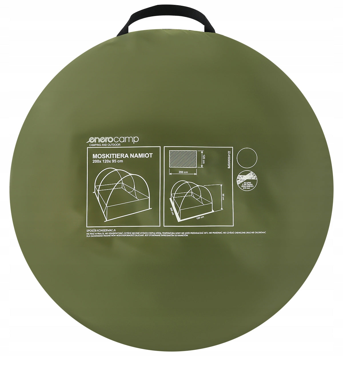 Self-folding TENT MOSQUITO NET 190x120x95 cm green - ENERO CAMP Packaging status original