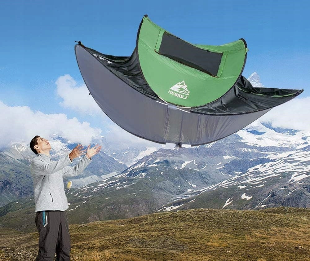 Self-folding Tent 4 Person Pop Up Camping 200x280x120 cm Green Packaging status original