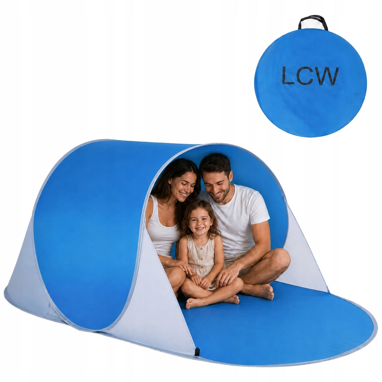 Self-folding beach tent UV 30+ 195x120 cm beach screen with cover