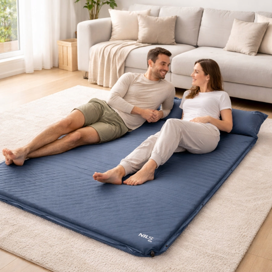 Self-inflating mat Mat Double Tourist Thick 186x130x3 cm NILS Color gray