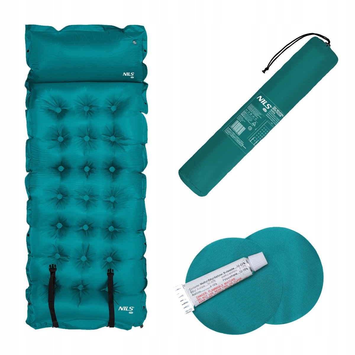 Self-inflating mattress for tourist tent with pillow Nils Camp Packaging status original