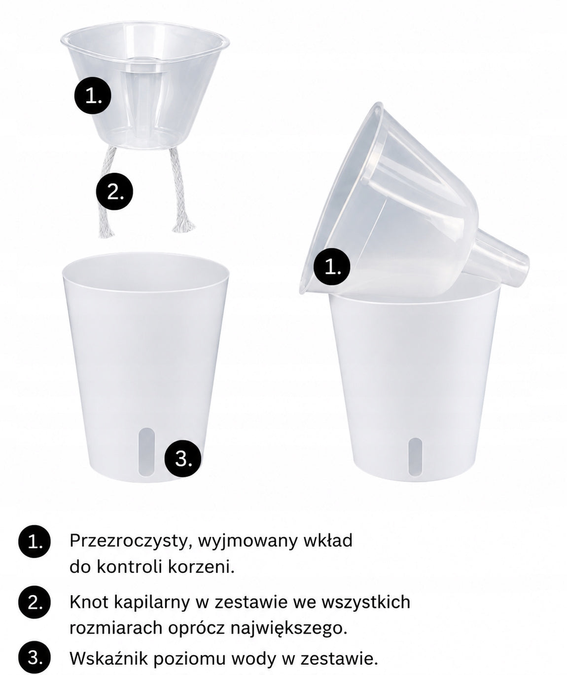 Self-watering pot with transparent insert 7,5cm Hydroponics Black Manufacturer code 236426472