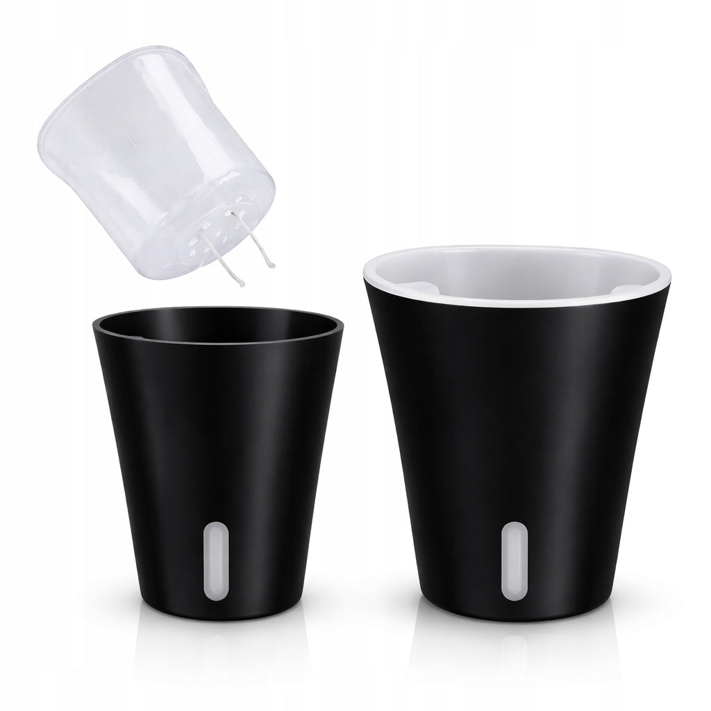 Self-watering pot with transparent insert 7,5cm Hydroponics Black Packaging status original