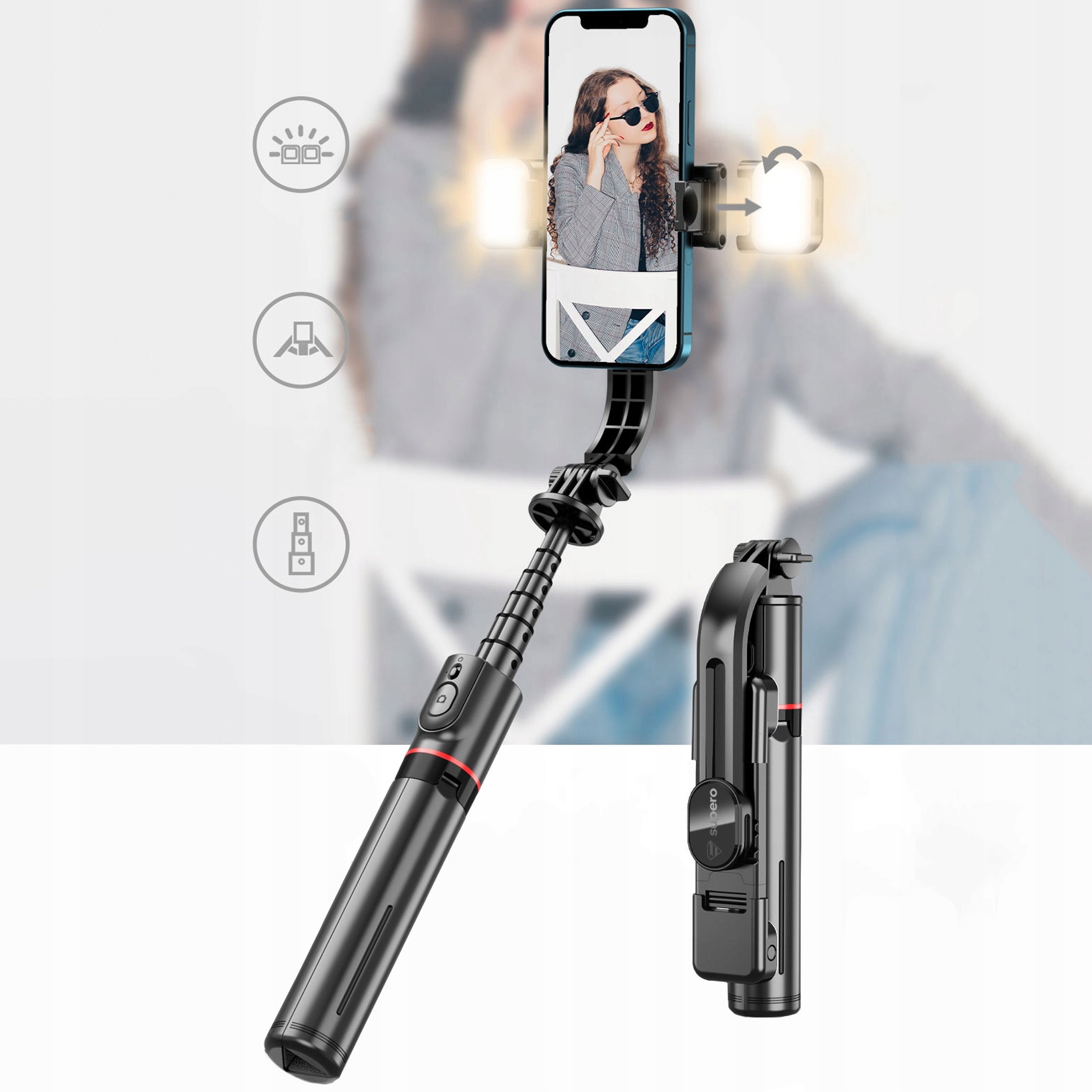 Selfie Stick Bluetooth Tripod for Phone Tripod with Lamp for iPhone Packaging status original
