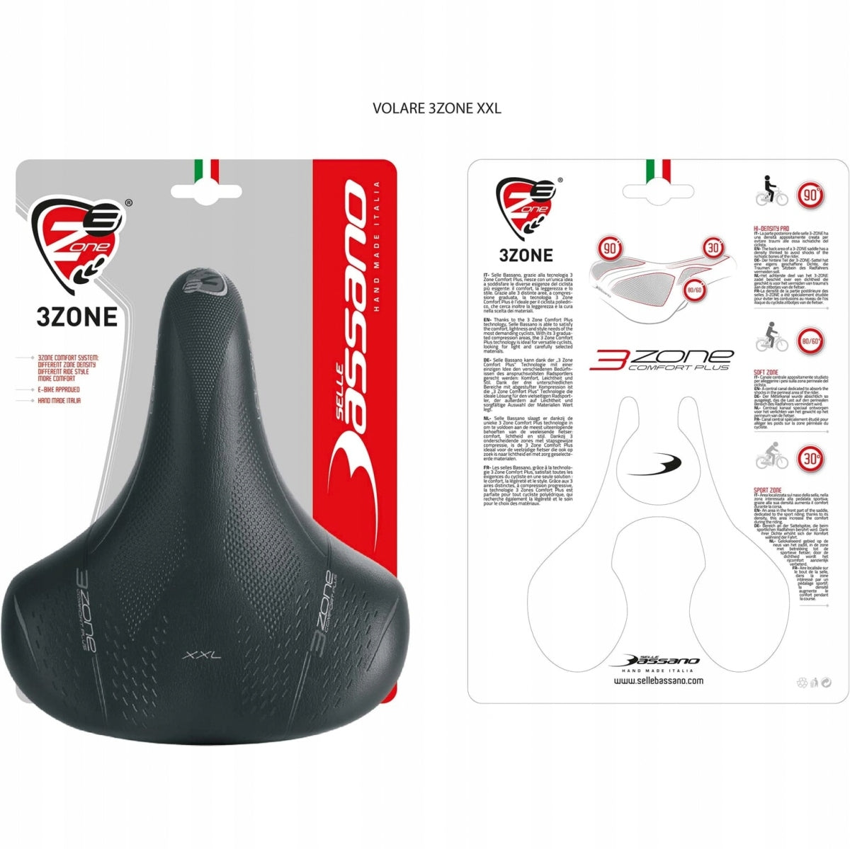 Selle Bassano Volare XXL BigCity Bike Saddle Color black