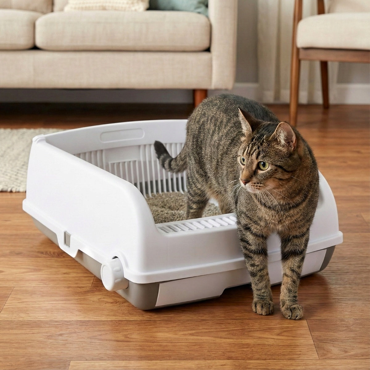 Semi-Automatic Cat Cuvette with Drawer Large Screening White PP ABS Manufacturer code PV10466WH