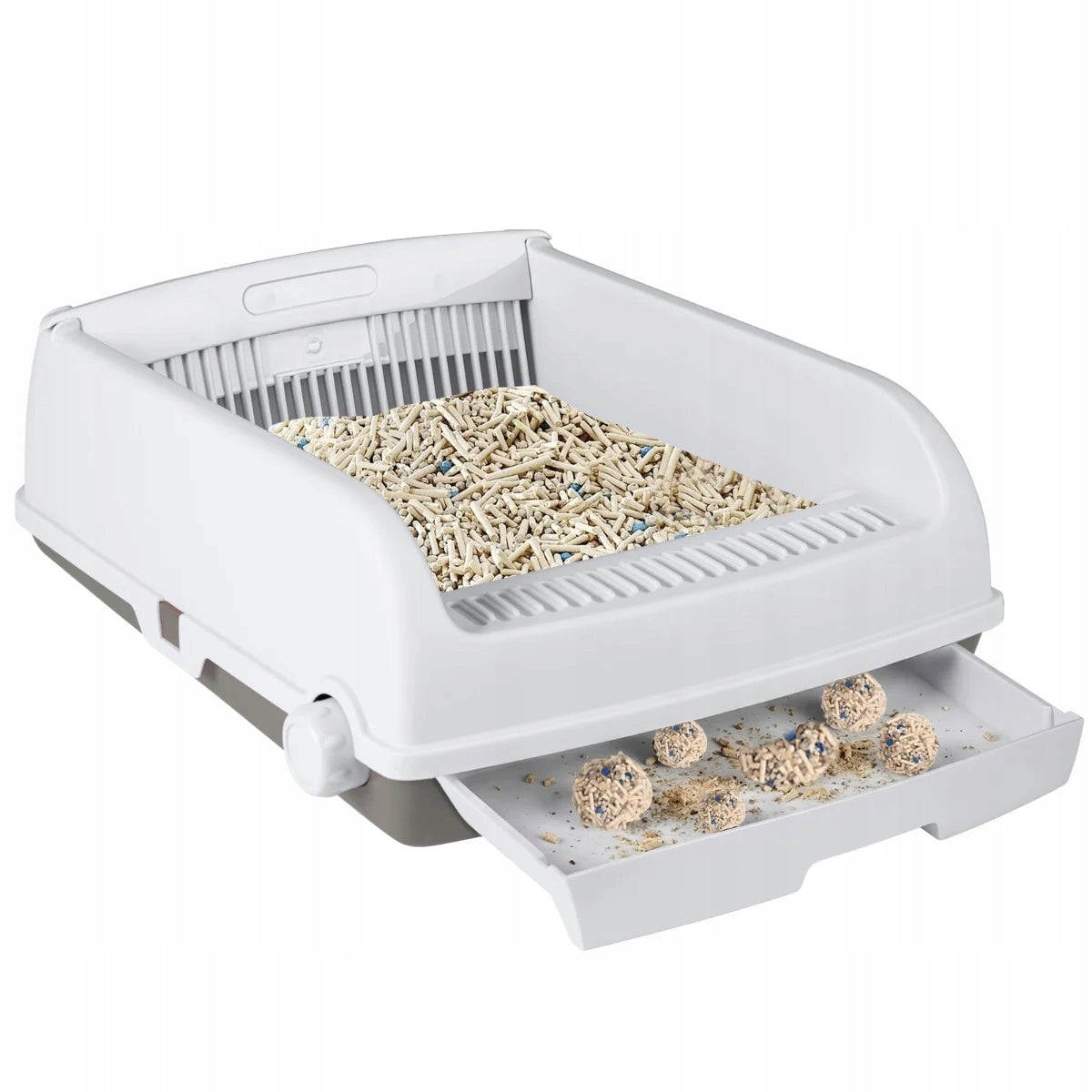 Semi-Automatic Cat Cuvette with Drawer Large Screening White PP ABS