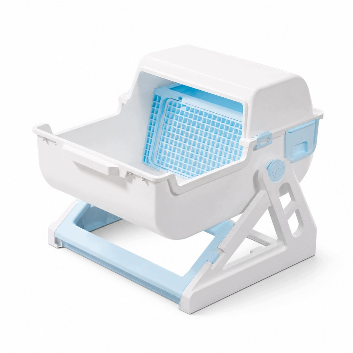 Semi-Automatic Litter Box Quick Cleaning Cat Litter Box with Grid for Cats