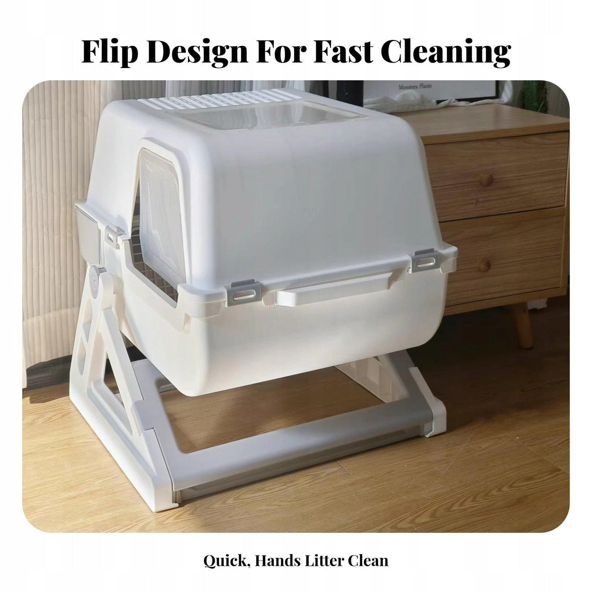 Semi Automatic Sifting Cat Toilet Anti Litter Containment Design Yellow Packaging status original